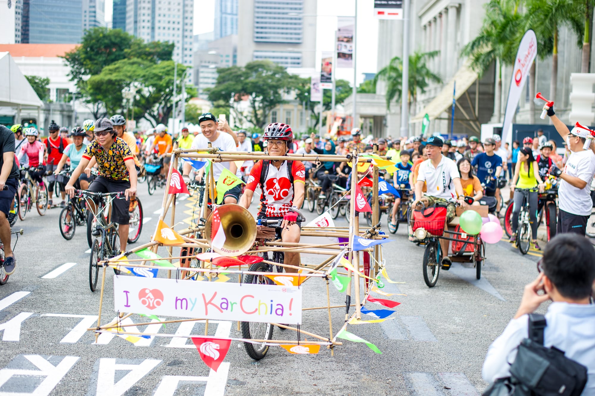 Photo of vibrant activities at road closure at Car-Free Sunday